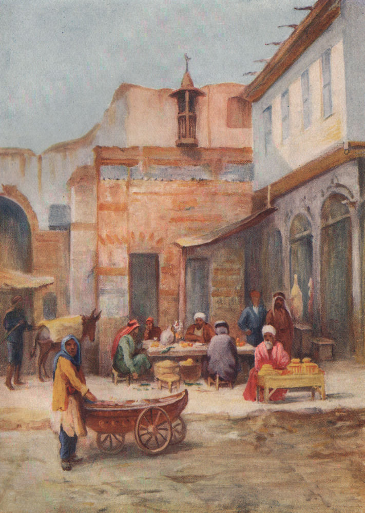 'Outdoor restaurant' by Margaret Thomas. Lebanon 1908 old antique print